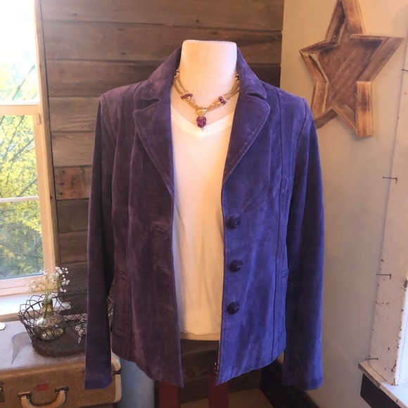 Jones New York Jackets & Blazers - Jones New York Purple Leather Jacket
